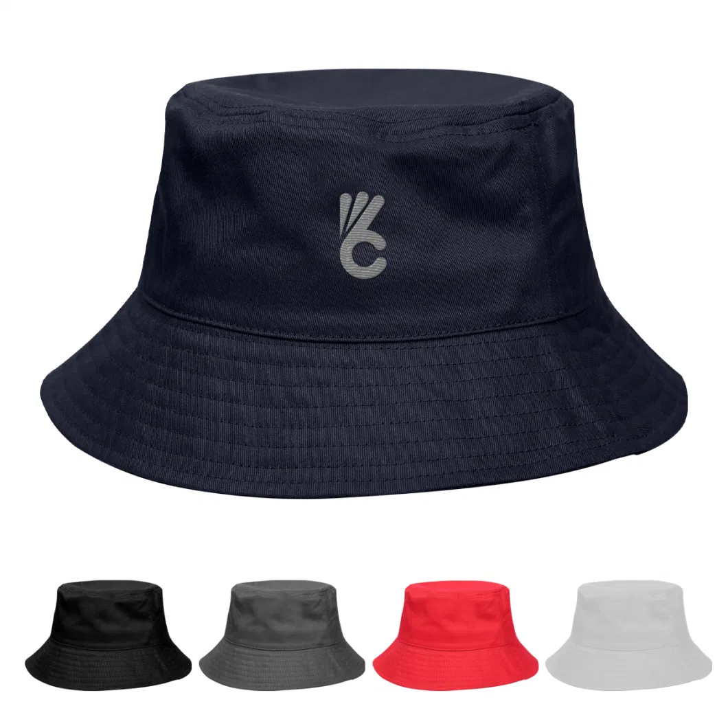 Summer Cheap Wholesale Blank Cotton Men 3D Puff Stitched Embroidered Plain Print Custom Logo Bucket Hat for Women