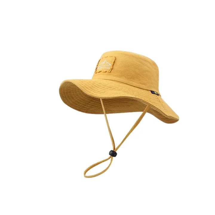 Manufacturer Custom Spring Summer Large Brim Sun Protection Climbing Hat Windproof Rope Bucket Hat Fisherman Hat