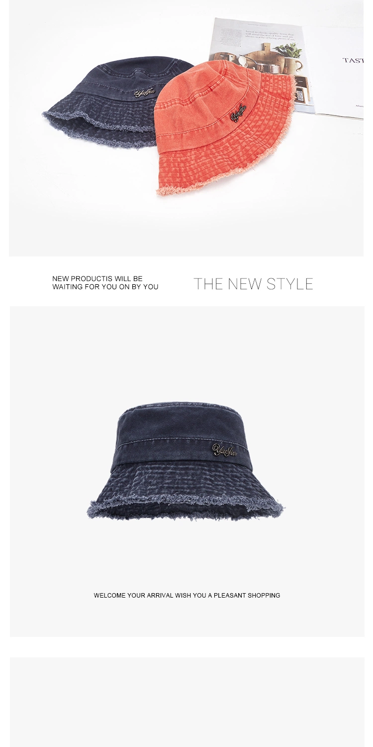 New Arrival Spring Summer Fashion Denim Bucket Hat Classic Wash Denim Sun Protection Fisherman Hat for Women Men