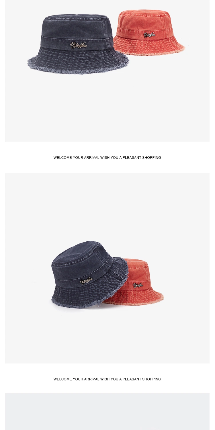 New Arrival Spring Summer Fashion Denim Bucket Hat Classic Wash Denim Sun Protection Fisherman Hat for Women Men