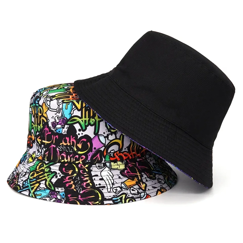 New Creative Multiple Styles Printed Bucket Hats Bulk Unisex Reversible Fisherman Bucket Hats Custom