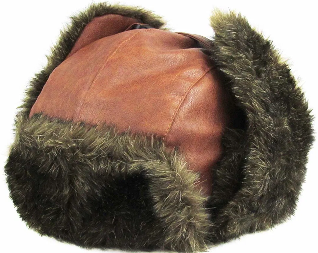 Wholesale Good Quality Winter Trooper Trapper Hunting Warm Leather Hat Ushanka Fur Aviator Hat