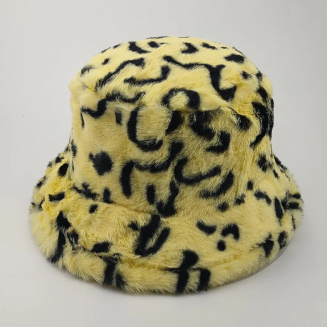 Winter Plush Warm Leopard Print Fashion Women&prime;s Fisherman Hat Bucket Hat Fashion Cap