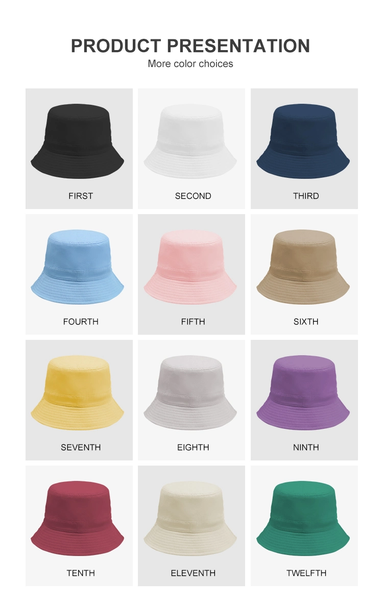 Private Label Custom Print Flat Top Wide Brim Fisherman Bucket Hat Caps for Men Women