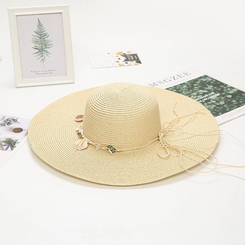 Wide Brim Foldable Sunshade Hats Women Vacation Beach Straw Hats Leisure Floppy Paper Hats