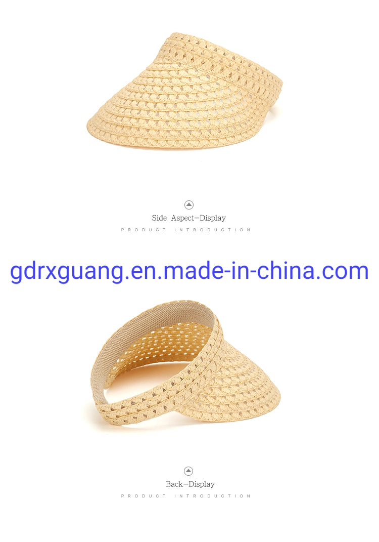 High Quality Hand Woven Visor Caps Summer Women Custom Straw Hat