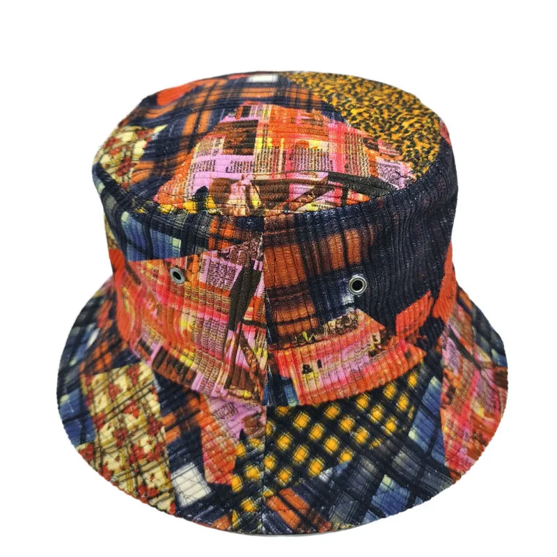 Soft Corduroy Print Pattern Bucket Hat Cool Unisex