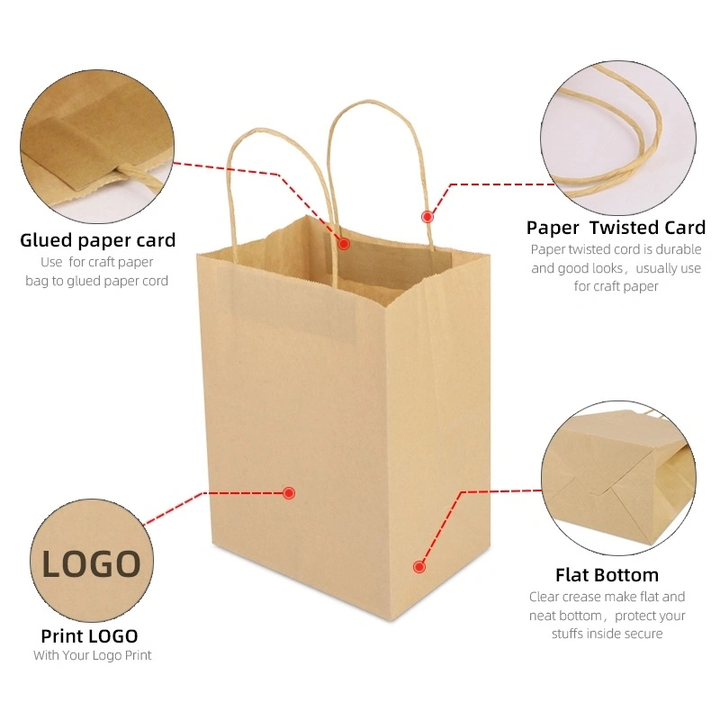 Gift Shopping Paper Packaging Bags with Handles for Business Boutique