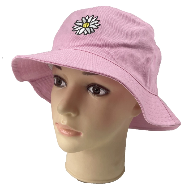 Customized Promotional Embroidery Fisherman Cotton Pink Bucket Hat