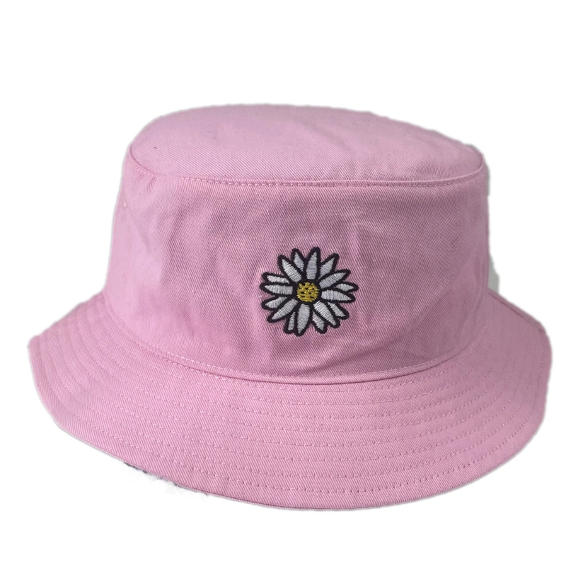 Customized Promotional Embroidery Fisherman Cotton Pink Bucket Hat