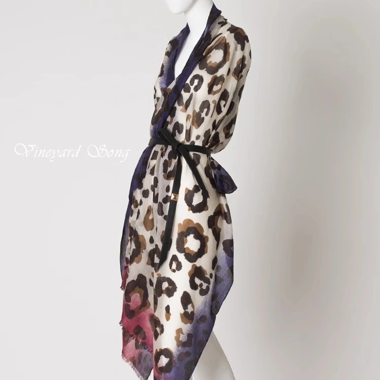 Lady Shawl Italy Style Rre X Sai Designer Jacquard Night Leopard Winter Cashmere Scarf