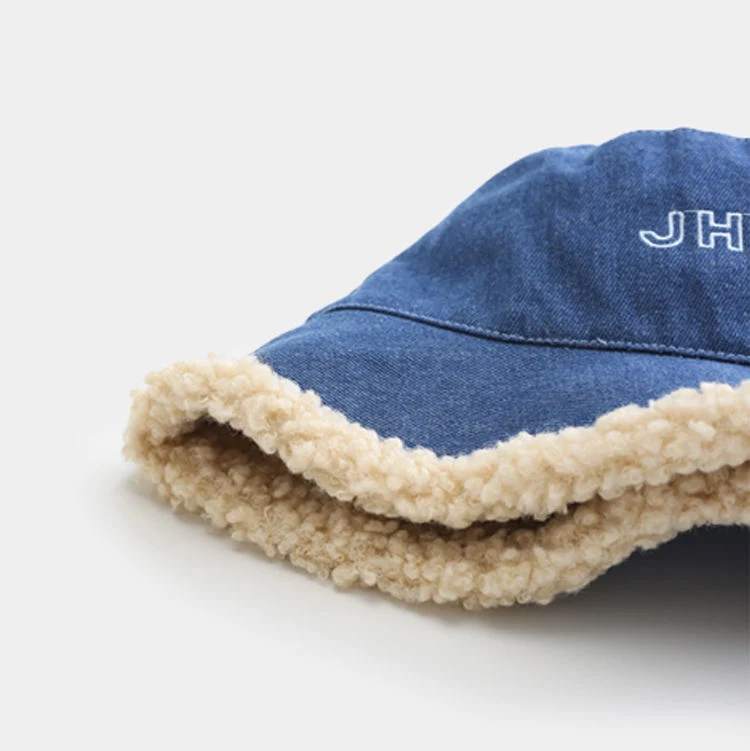 OEM Custom Embroidery Logo Plain Fluffy Fuzzy Furry Fisherman Caps Reversible Bucket Hat Denim Bucket Hat Fur Buckets Hats