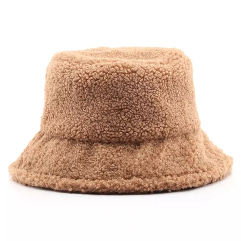 Wholesale Furry Bucket Hat Custom Animal Embroidery Logo Luxury Fuzzy Warm Fur Winter Fisherman Bucket Hat Wome