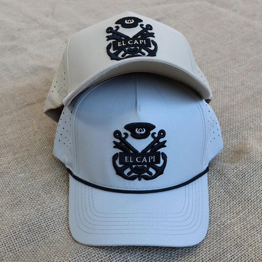 Custom Hat 5 Panels Khaki and Gray Trucker Hat Made of Quick-Drying Fabric with Logo