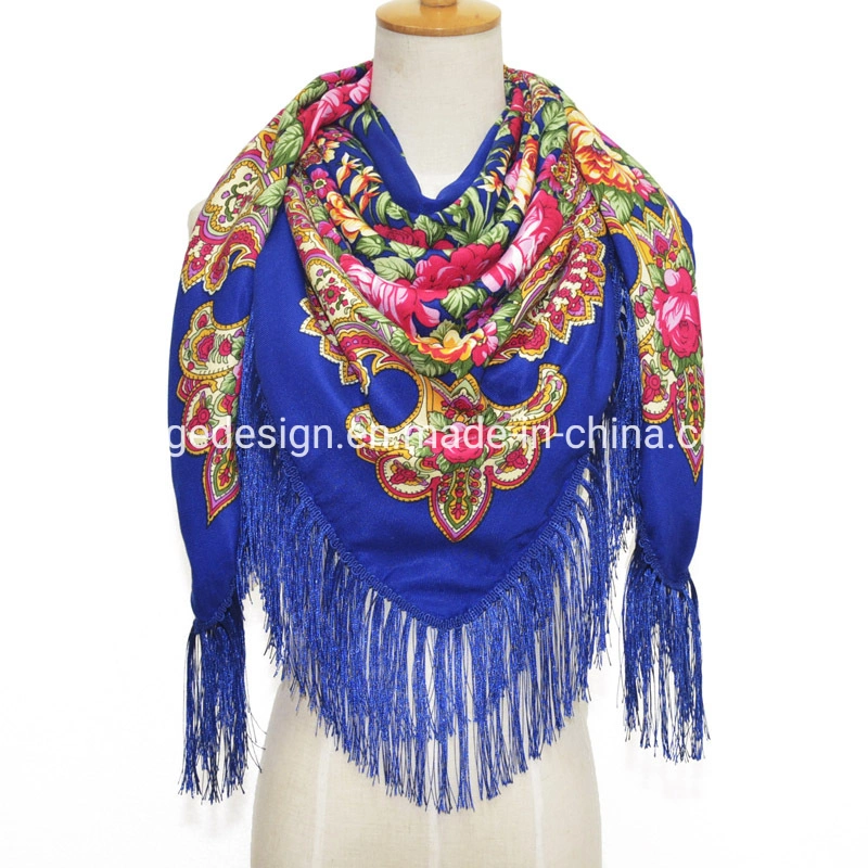Yiwu Premium Manufacturer Boho Style Bulk Buy Wrap Scarfs Echarpe Floral Print Women Viscose Square Bohemian Shawl Scarf