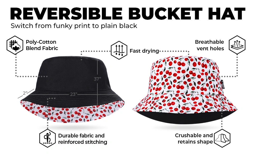 Custom Fashion Design Printed Summer Beach Protection Sun Protection Children Sun Cap Reversible Kids Bucket Hat