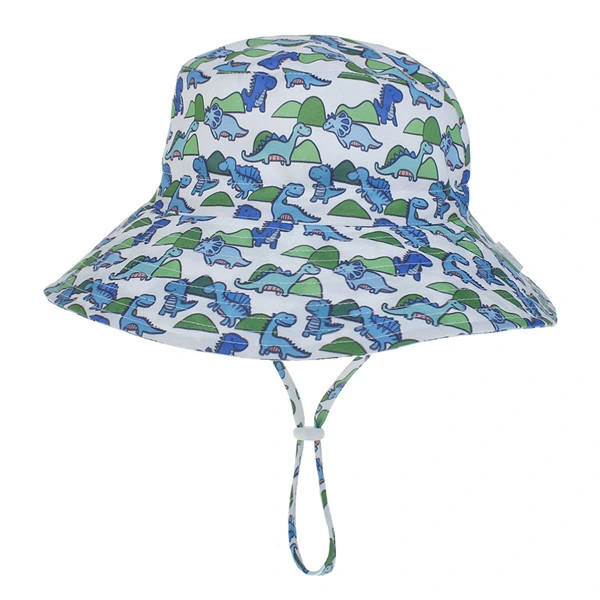 Custom New Design Kid Reversible Seersucker Bucket Baby Sun Hat with Chin Strap UV Protection