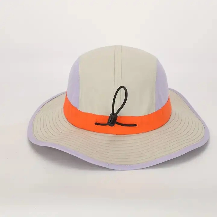 Custom Logo Men Women High Quality Quick Dry Polyester Waterproof Safari Beach Cap, Fisherman Wide Brim String Bucket Hat
