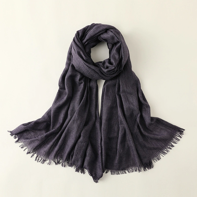 Solid Color Elegant Simple Style Versatile Multi-Color Cotton and Linen Lady Scarf