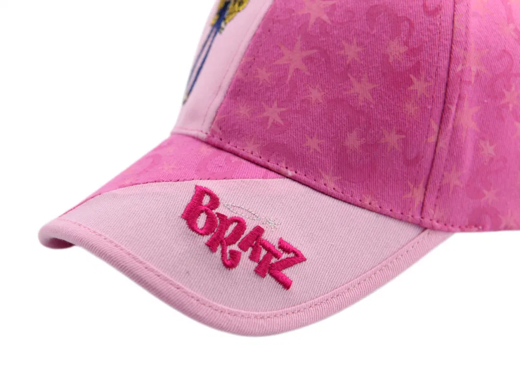 Kids Baseball Cap with Embroidery and Printing Cotton 6 Panel Piecing Fashion Sports Girls Hat