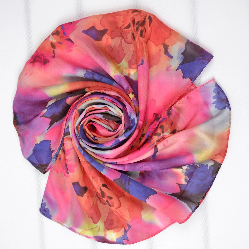 Fashion Women&prime; S Cutomized Digital Print-100% Silk Ladies Scarf