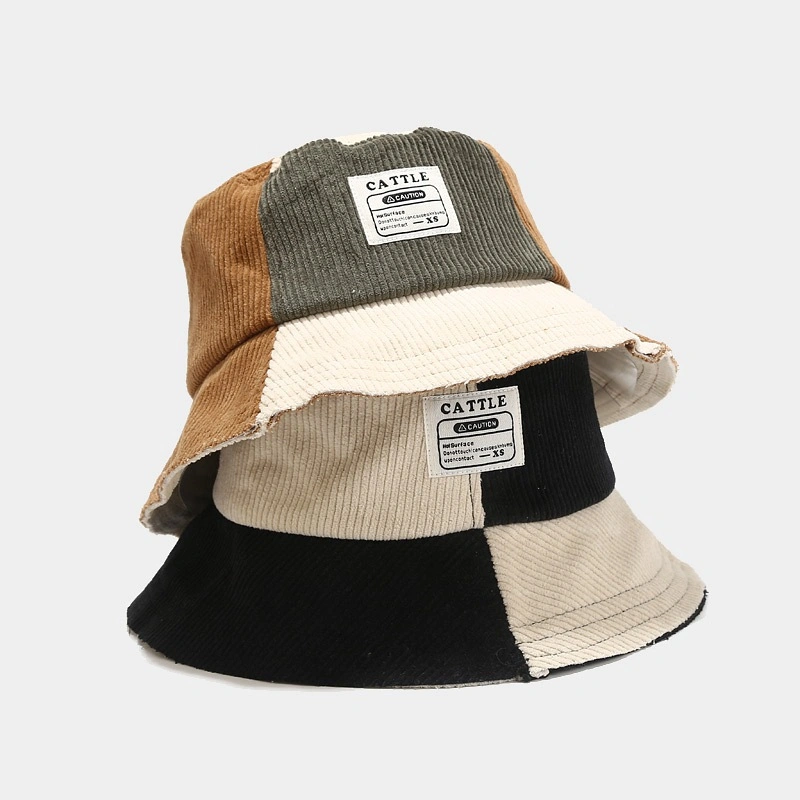 Corduroy Bucket Hat Adults Summer Fishing Hat Outside Sun Protective Casual Bucket Cap for Outdoor Fashion Cap Customized