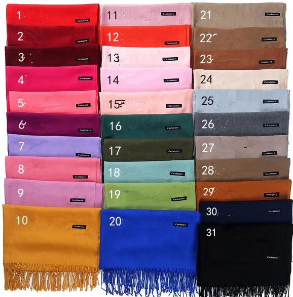 Small Quantity Customized Your Logo Faux Cashmere Tassel Shawl Wrap Scarf