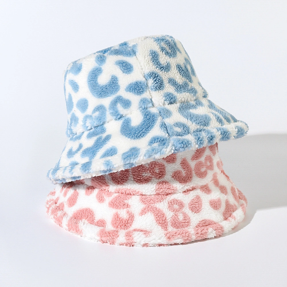 Winter Plush Warm Leopard Print Fashion Women&prime;s Fisherman Hat Bucket Hat Fashion Cap