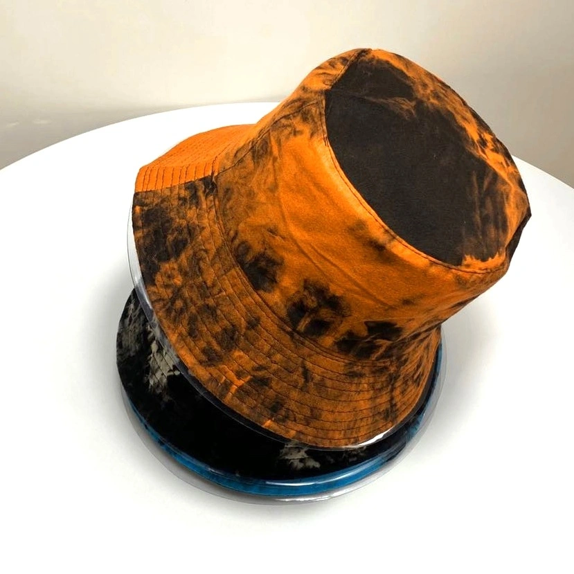 Fashion Tie-Dye Foldable Custom Own Logo Hat Cap with Embroidered Bucket Hat Tie Dye Funny Hip Hop Fishmen Cap Designer Bucket Hat