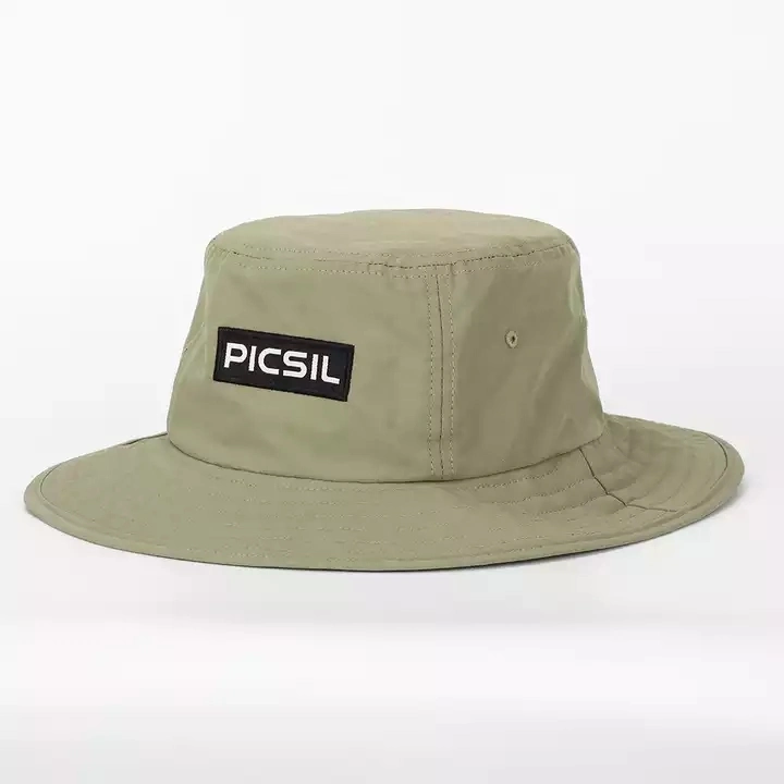 OEM Custom Patch Logo Quick Dry Fit Bucket Hat with String, Fashion Mens Fisherman Wide Brim Rope Safari Cap