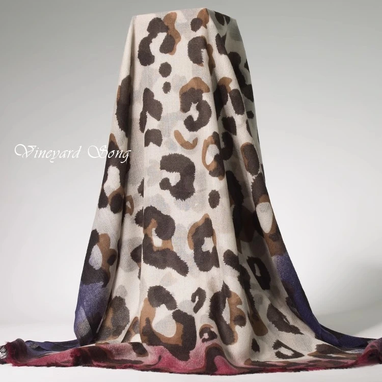 Lady Shawl Italy Style Rre X Sai Designer Jacquard Night Leopard Winter Cashmere Scarf