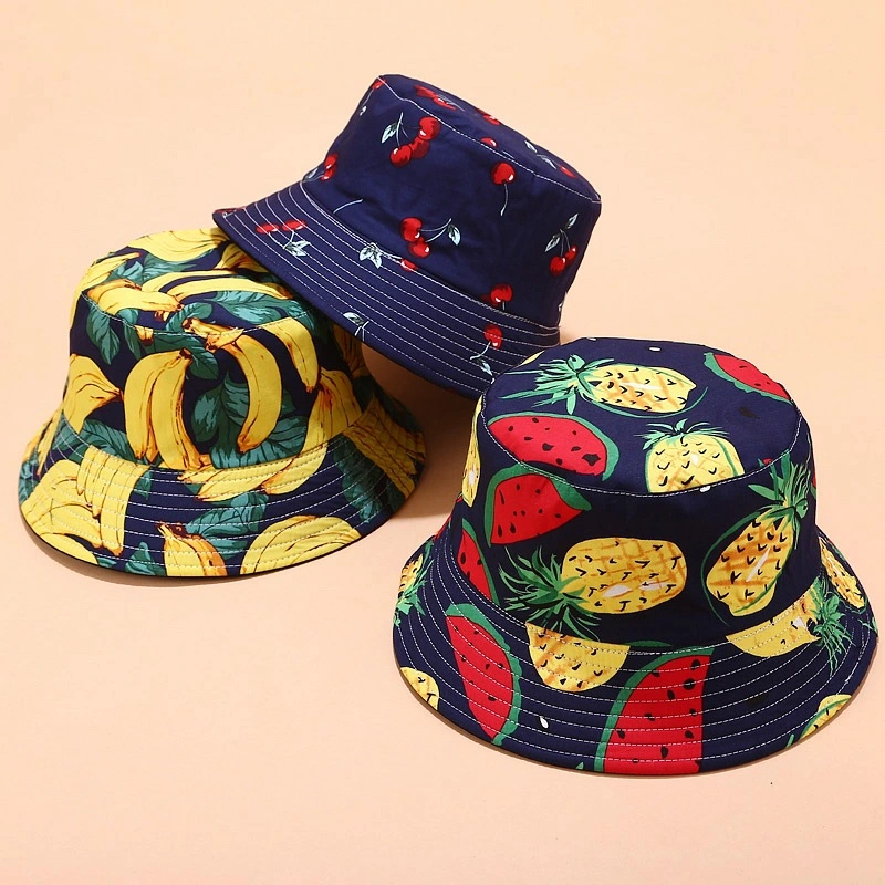 Casual Bucket Hats 3D Printing Fruit Pattern Bucket Hat Womens