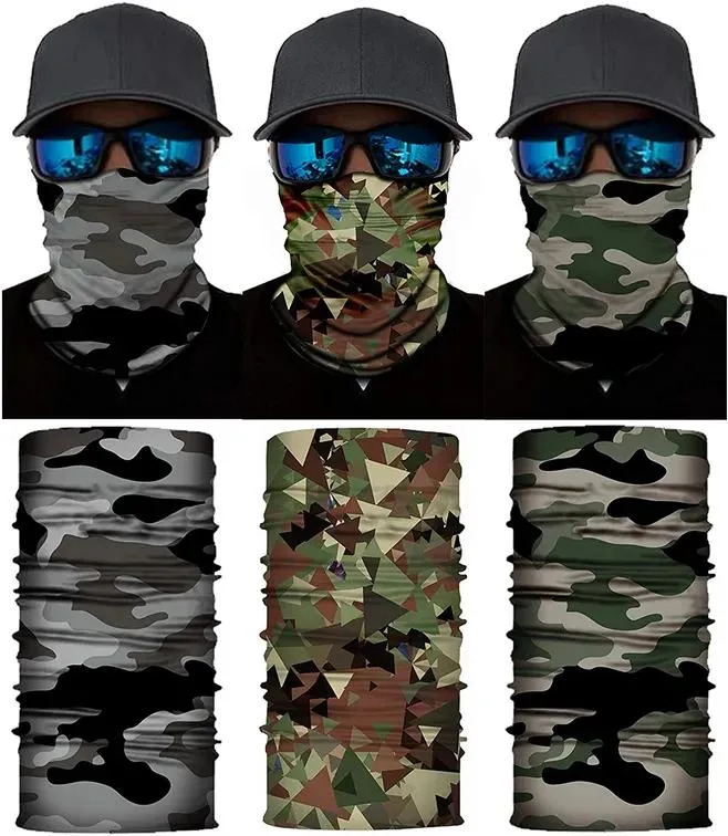 Wholesale Adjustable Custom Uniex Polyester Mask Neck Tube Outdoor High Quality Camouflage Bandana