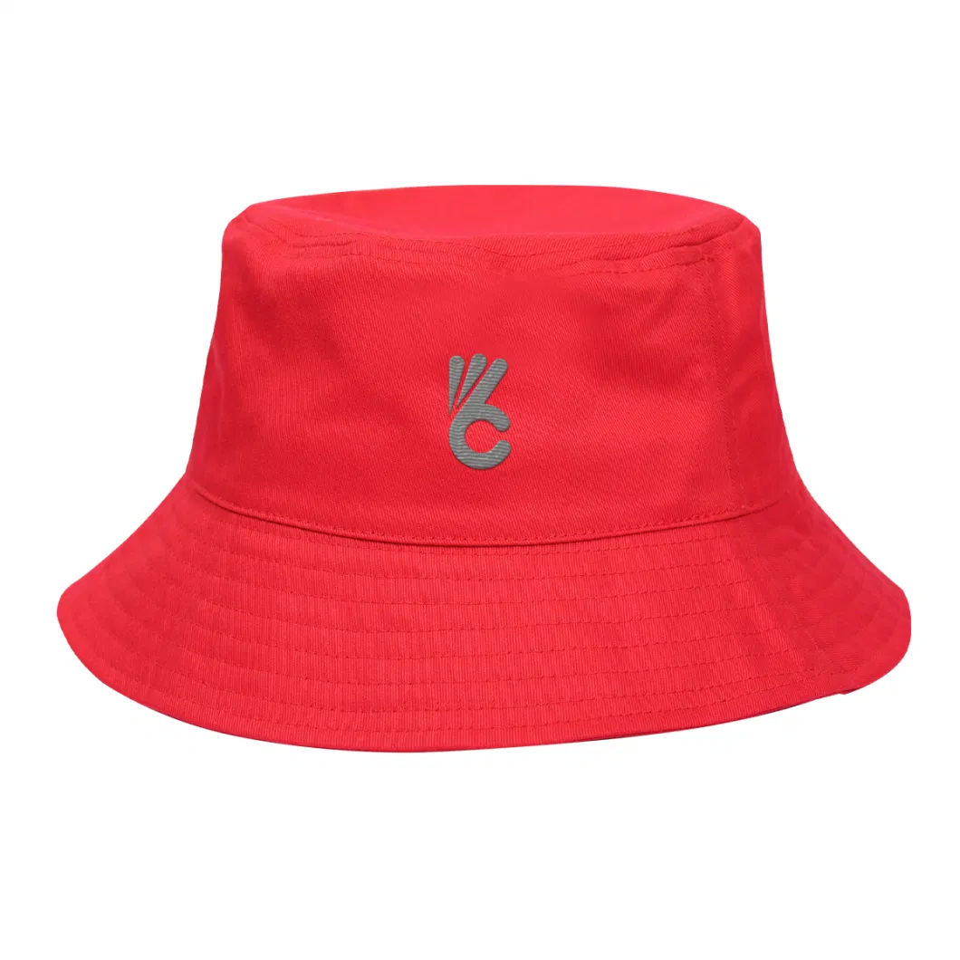 Summer Cheap Wholesale Blank Cotton Men 3D Puff Stitched Embroidered Plain Print Custom Logo Bucket Hat for Women