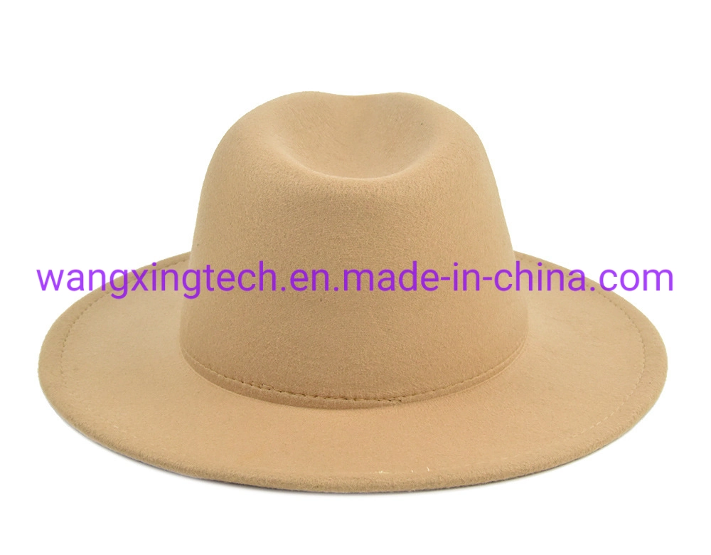 Wholesale Jazz Hat Felt Top Hat Ribbon Accessories Solid Color Top Hat Ladies Wide Brim Woolen Classic Big Brim Hat