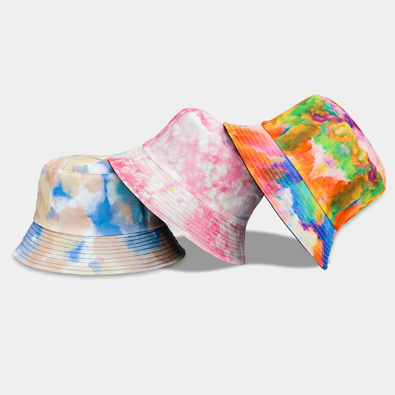 OEM ODM Printed Tie-Dye Fisherman&prime;s Cross Border Outdoor Sun-Protection Reversible Bucket Hat