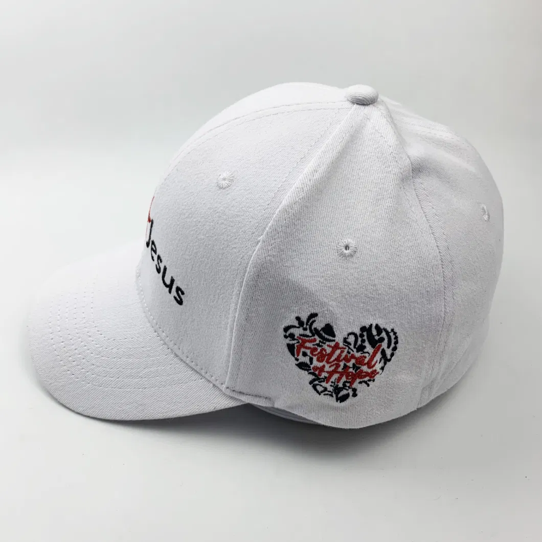 Custom Logo Embroidery White Elastic Back Casual Sports Private Baseball Cap