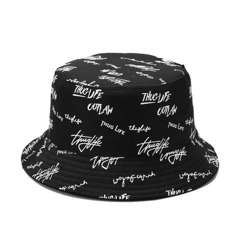 Summer Fashion Designer Reversible Print Embroidered Cotton Fisherman Bucket Hat