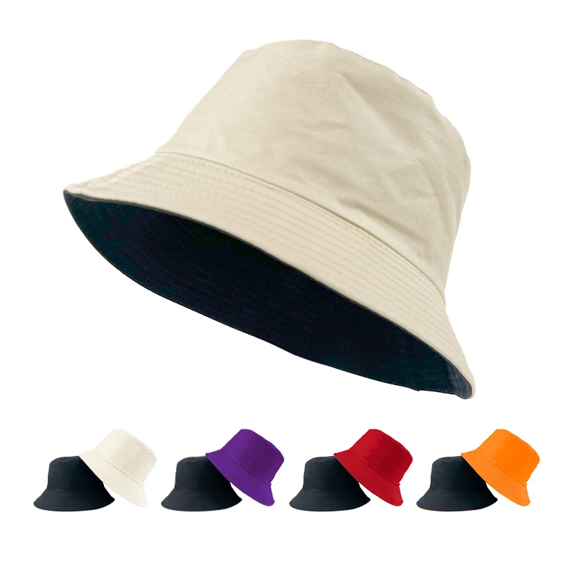 OEM&ODM Cotton Reversible Fisherman&prime;s Foldable Light Cap Sun-Protection Embroidery-Logo Bucket Hat