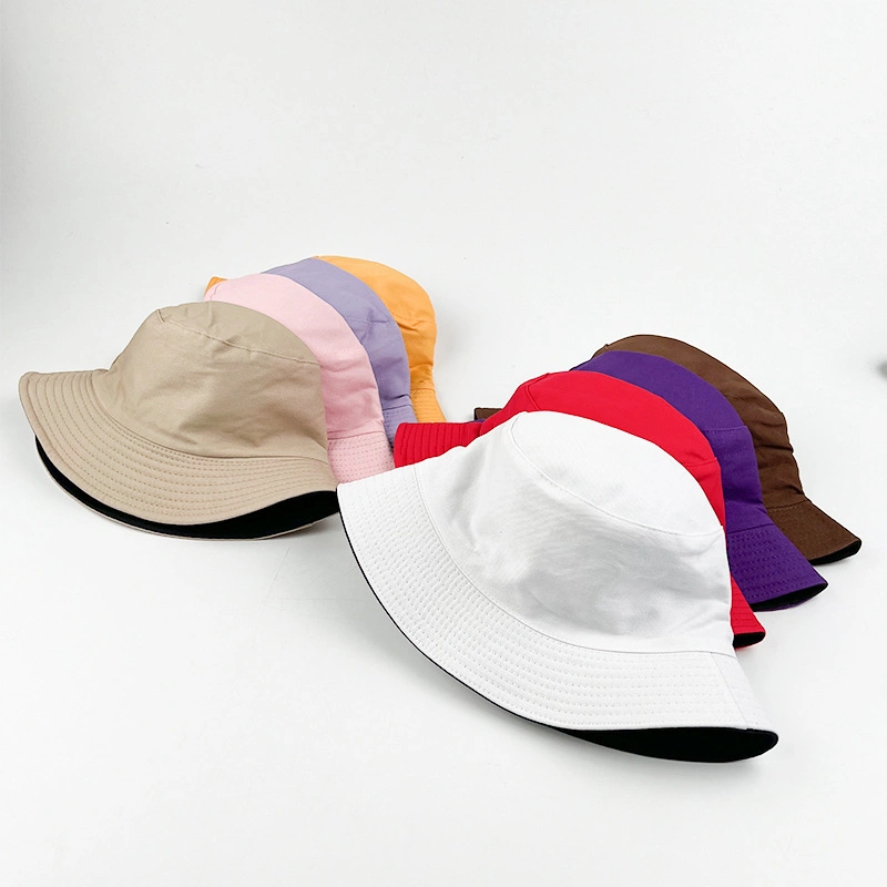 OEM&ODM Cotton Reversible Fisherman&prime;s Foldable Light Cap Sun-Protection Embroidery-Logo Bucket Hat