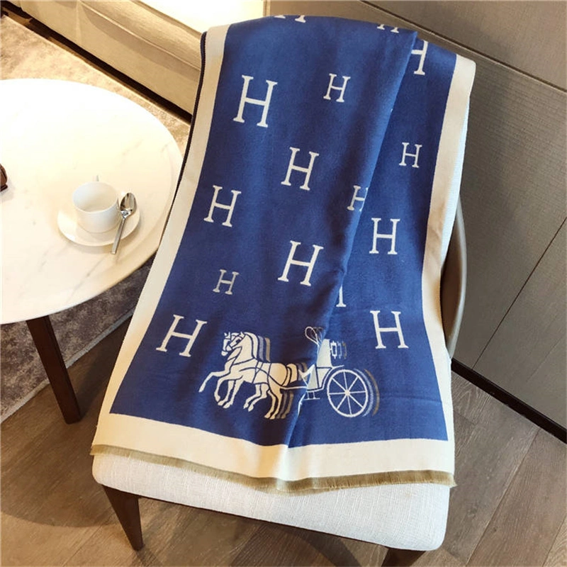 Large Size C Logo Wool Hijabs Blanket Luxury Cashmere Designer Scarf Famous Brands Winter Shawl Scarf for Women