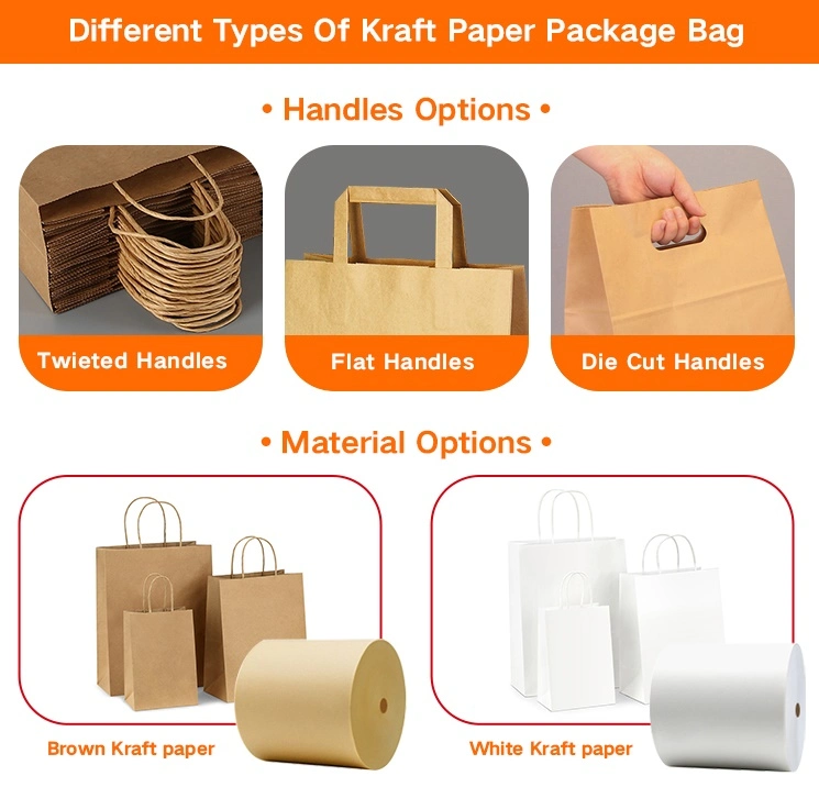 Gift Shopping Paper Packaging Bags with Handles for Business Boutique