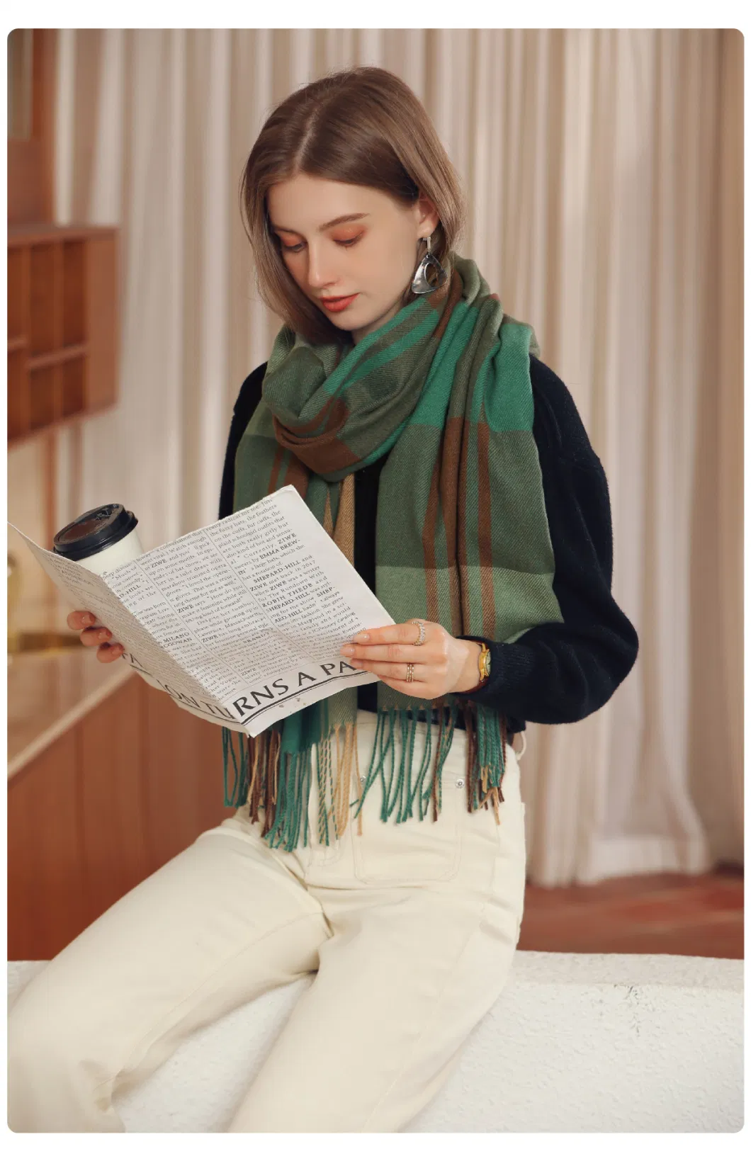 Women Plaid Blanket New Wholesale Factory Female Ladies Thick Thickened Winter Warm Fashion Imitation Cashmere Shawl Scarf