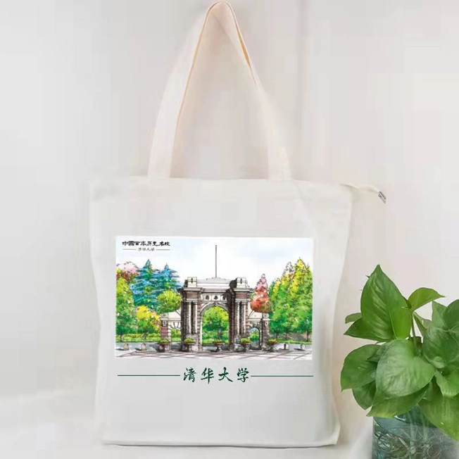 Natural Cotton Grocery Bag, Organic Calico Tote Bag, Reusable Canvas Book Bags, Eco Friendly Shoppers Utility Bags, Foldable Shopping Bag