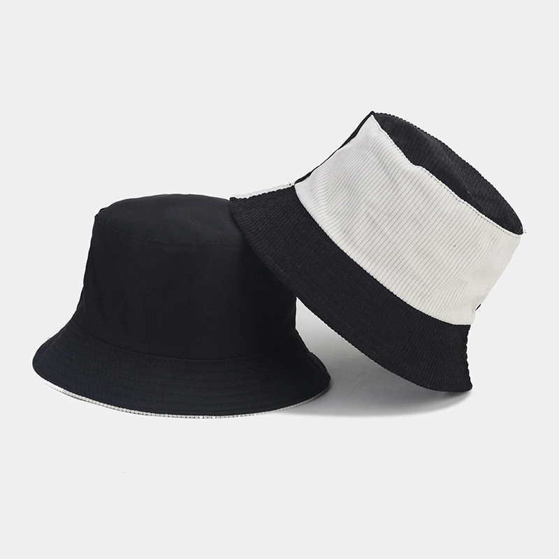 Wholesale Color Contrast 2 Tones Thin Stripes Corduroy Fisherman Buckets Hats