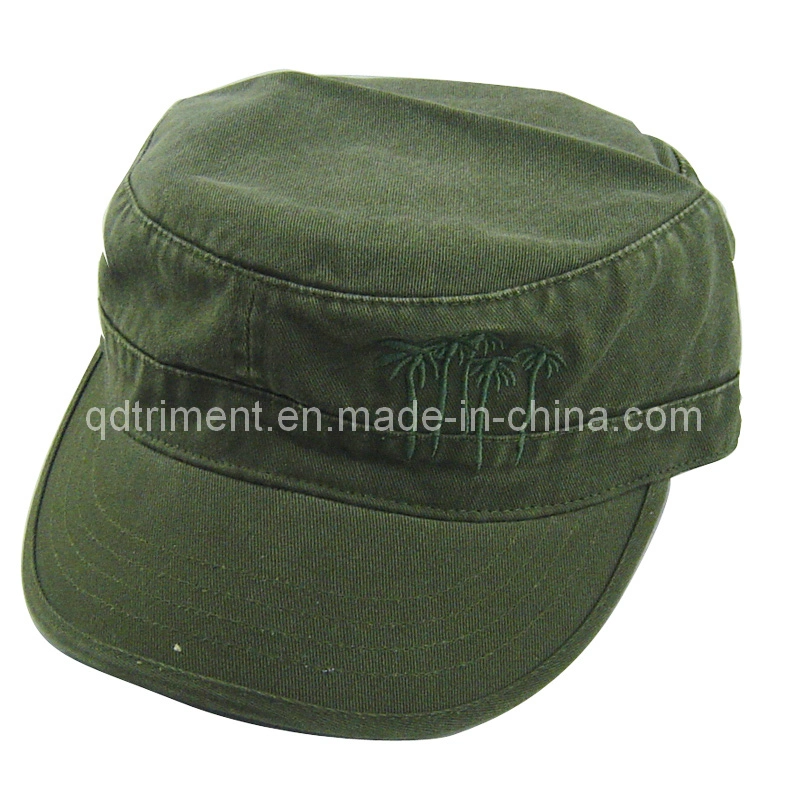 Contrast Stitches Grinding Washed Embroidery Army Military style Cap (TRM013)