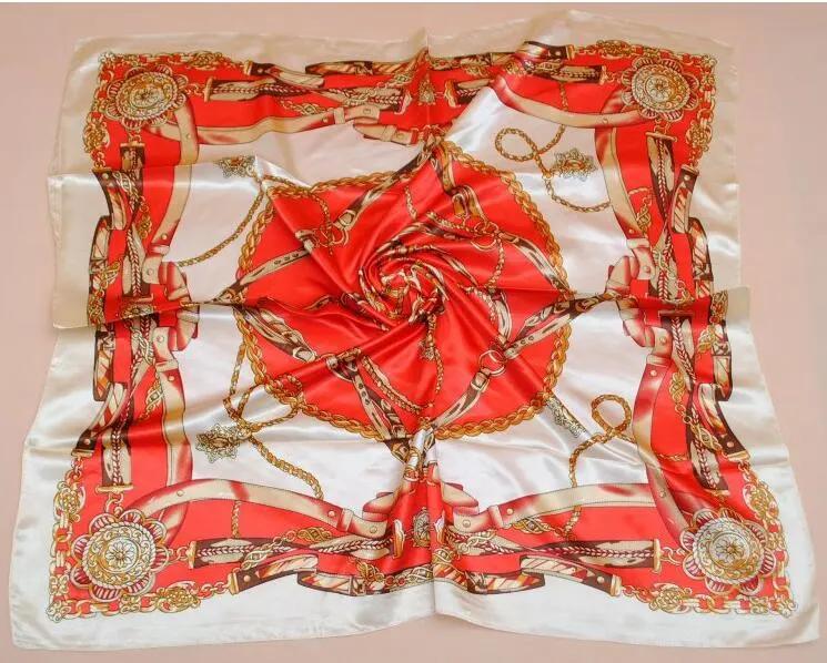 New Bohemian Chain Fashion Satin Large Square Scarf Spring Autumns Scarf