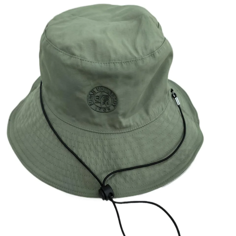 BSCI Custom Logo Men Women High Quality Quick Dry Polyester Waterproof Safari Beach Cap, Fisherman Wide Brim String Bucket Hat