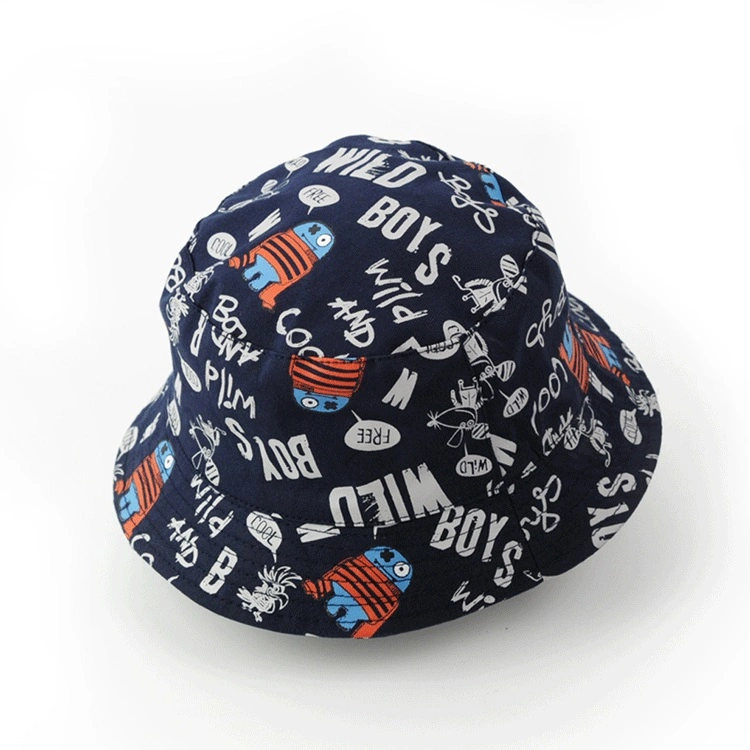 Wholesale New Style Full Printing Cotton Fisherman Hat Bucket Hat for Kids