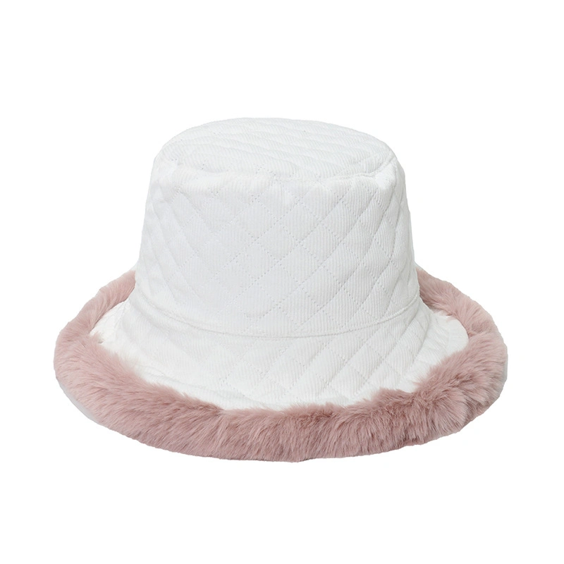 New Warm Thickened Corduroy Fisherman Hat Plush Winter Fashion Bucket Hat for Women